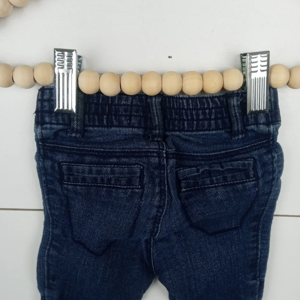Old Navy girls size 12-18 mos dark wash denim hipster skinny jeans snap zipper